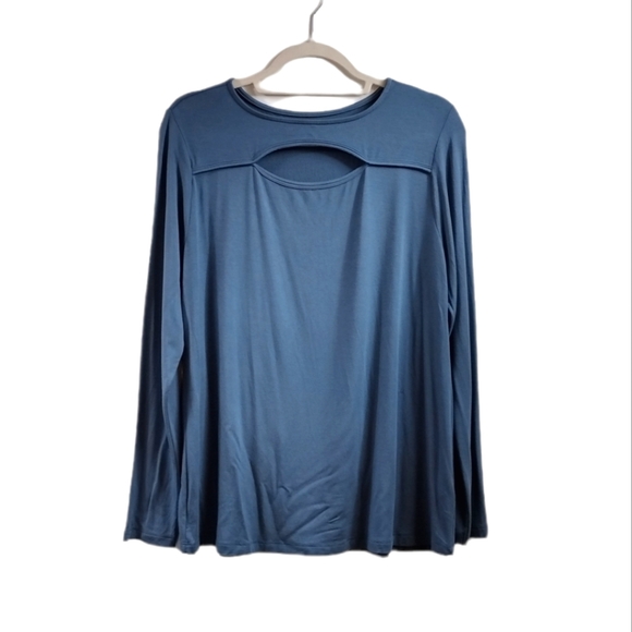 SOFT SURROUNDINGS Teal Beckett Cutout Keyhole Tunic Top SIZE PL - Picture 2 of 9